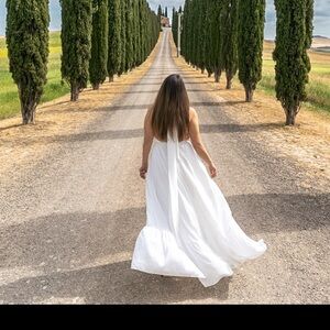 Women’s White Maxi Serena Dress with Back Tie from Perrin and Co